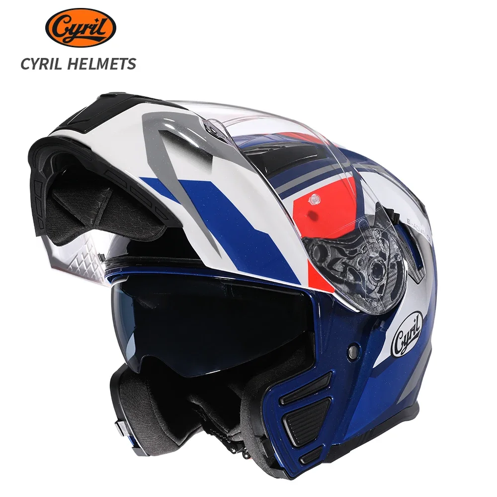 Full Face Motorcycle Helmet With Bluetooth - Cyril Integralhelm mit Doppelvisier Motorradhelm Klappbarer