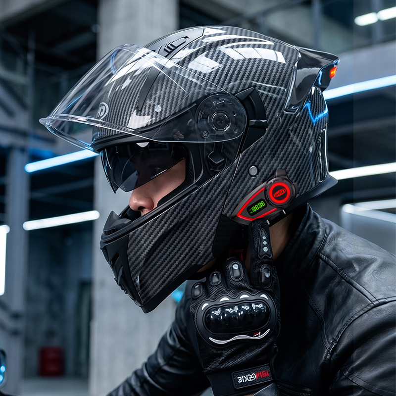 Full Face Motorcycle Helmet With Bluetooth - ABS-Material Motorradhelme Doppelvisier Modularhelm Mit Bluetooth
