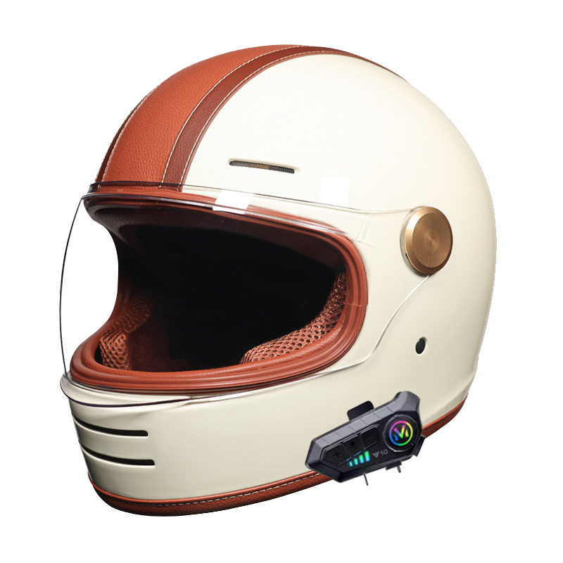 Integraler Retro-Helm mit Blue – Full Face Motorcycle Helmet With Bluetooth Bewertung und Preis
